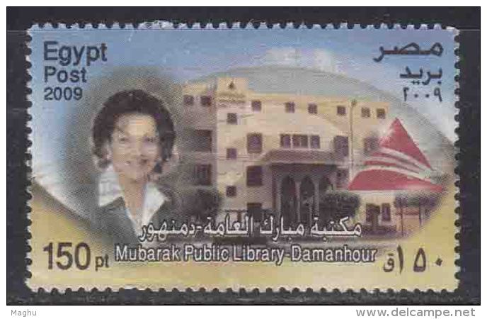 150p Used Egypt 2009,  Mubarak Public Library, Damanhour, Pyramid, Woman - Gebraucht