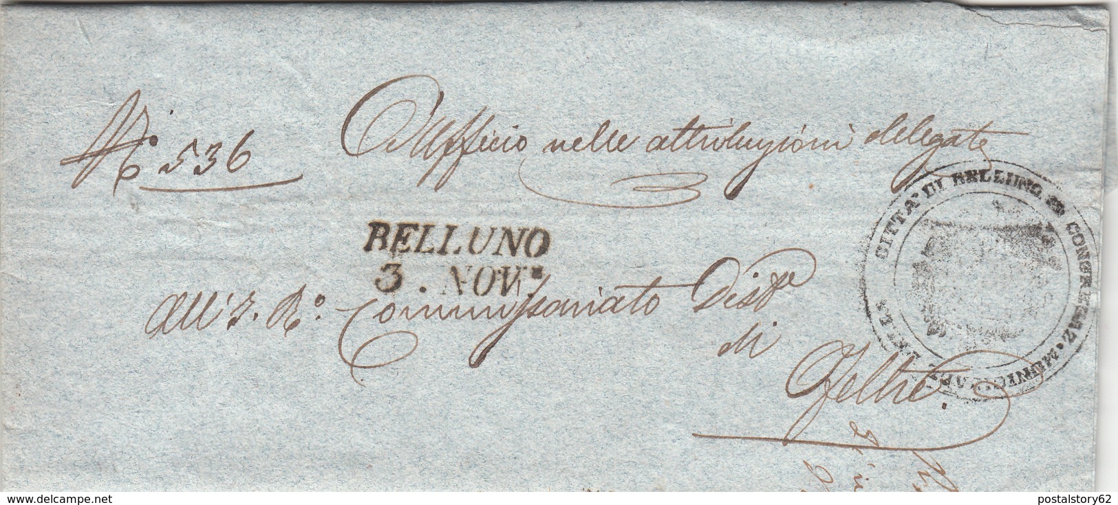 Belluno Per Feltre, Lettera Con Contenuto 1855 - Lombardy-Venetia