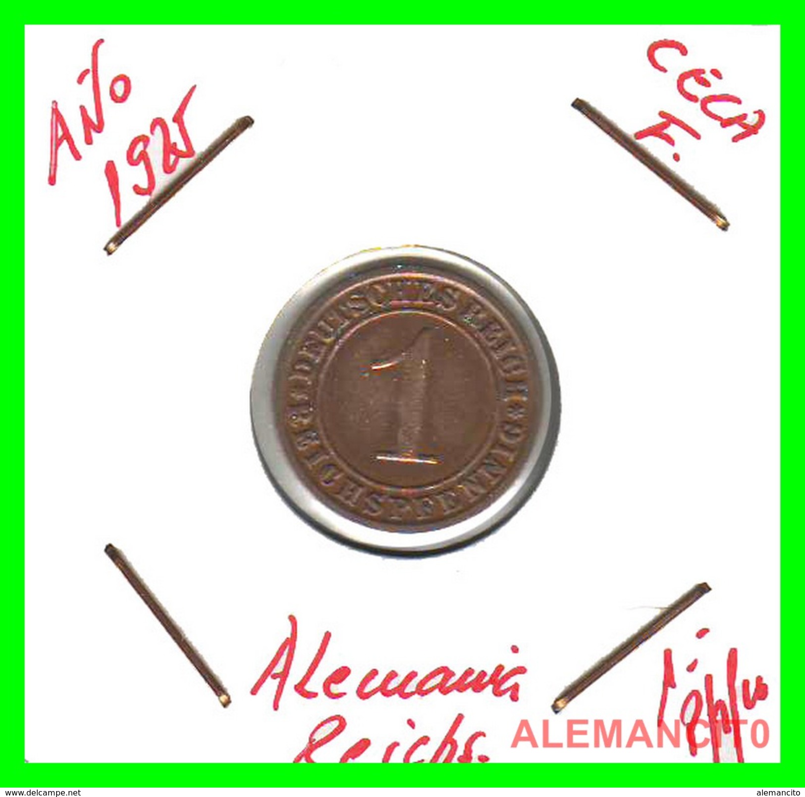 GERMANY, DEUTSCHES.REICH  1924-1936  REICHSPFENNIG  AÑO 1925-F  Bronze - 1 Rentenpfennig & 1 Reichspfennig