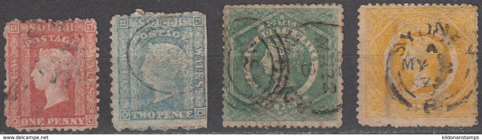 Australia - New South Wales 1860-63, Cancelled, Sc# 35,36,38a,41, Wmk 49 - Gebraucht