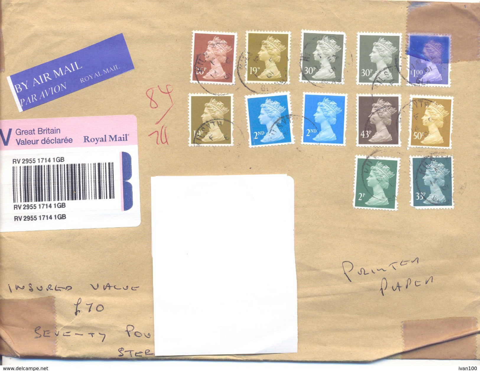 2001. Great Britain, The Letter Sent By V-valuable Post To Moldova - Brieven En Documenten