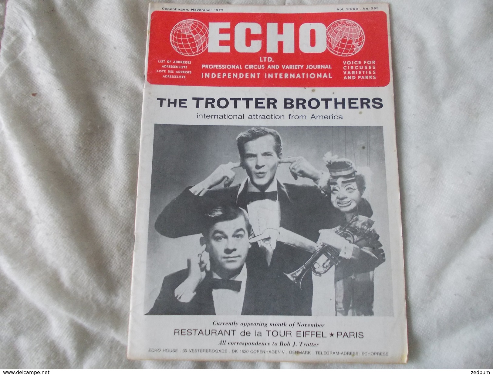 ECHO LTD Professional Circus And Variety Journal Independent International N° 369 November 1972 - Amusement