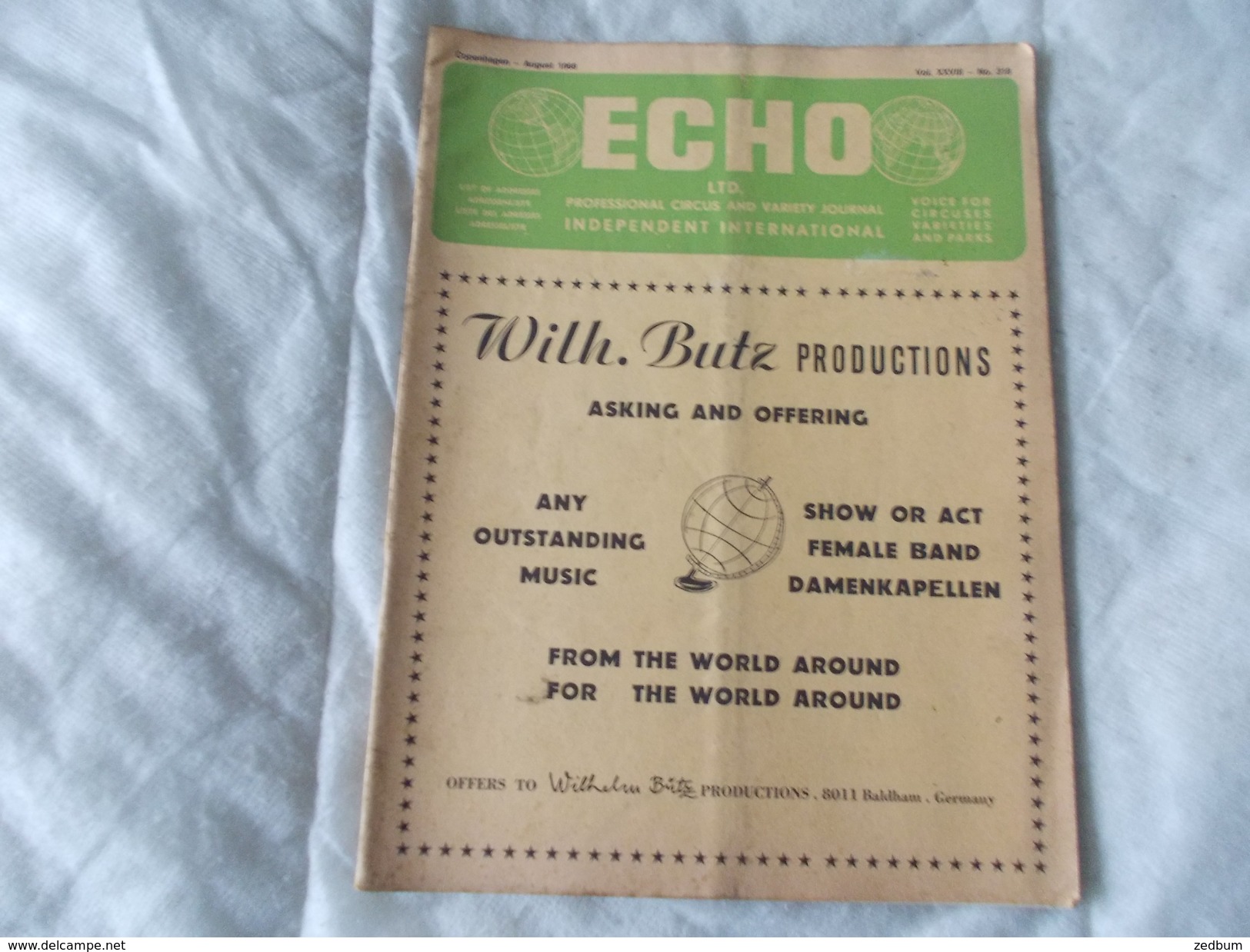 ECHO LTD Professional Circus And Variety Journal Independent International N° 318 August 1968 - Divertissement