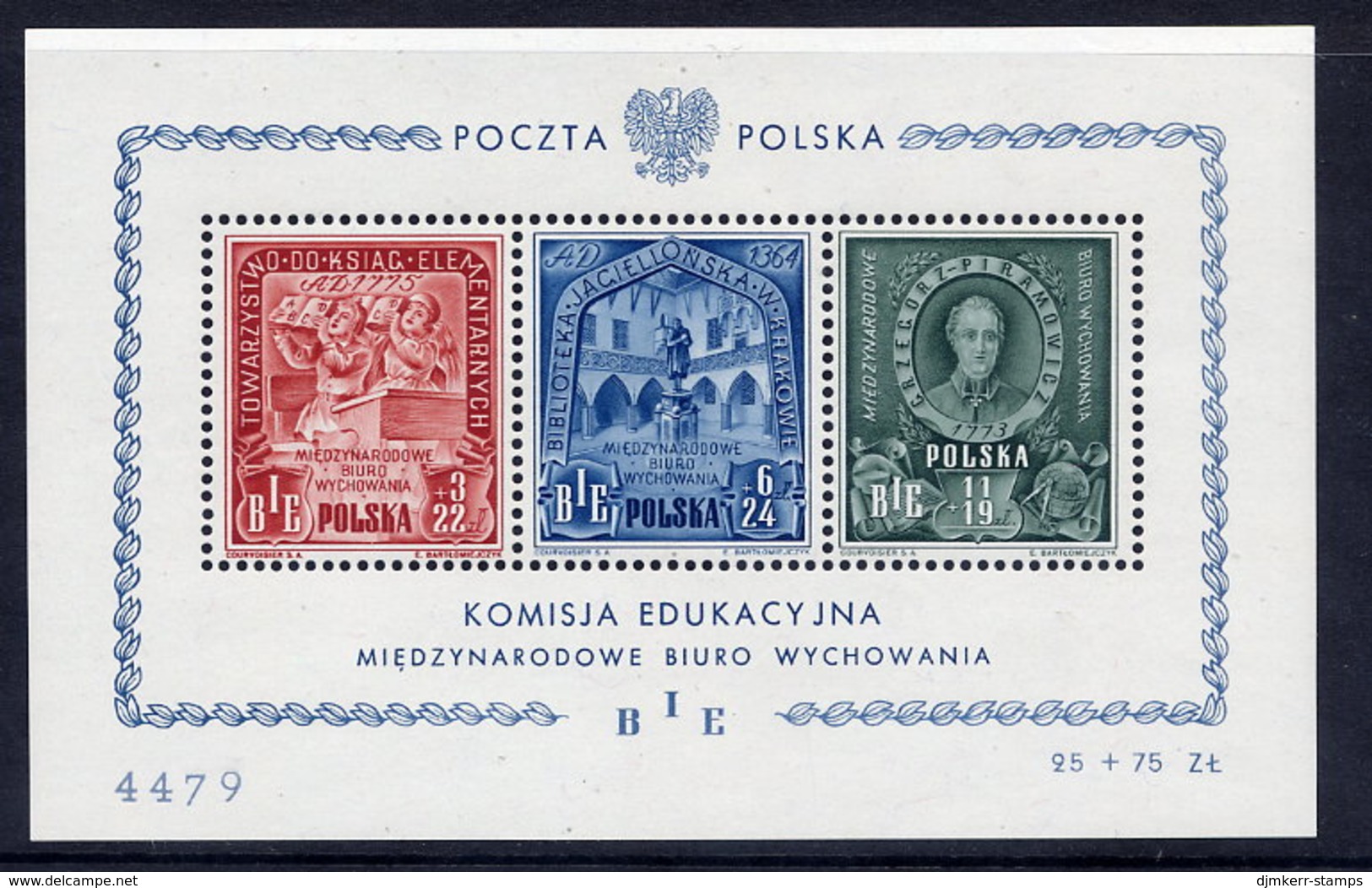 POLAND 1946 Education Fund Block MNH / **.  Michel Block 9 - Neufs