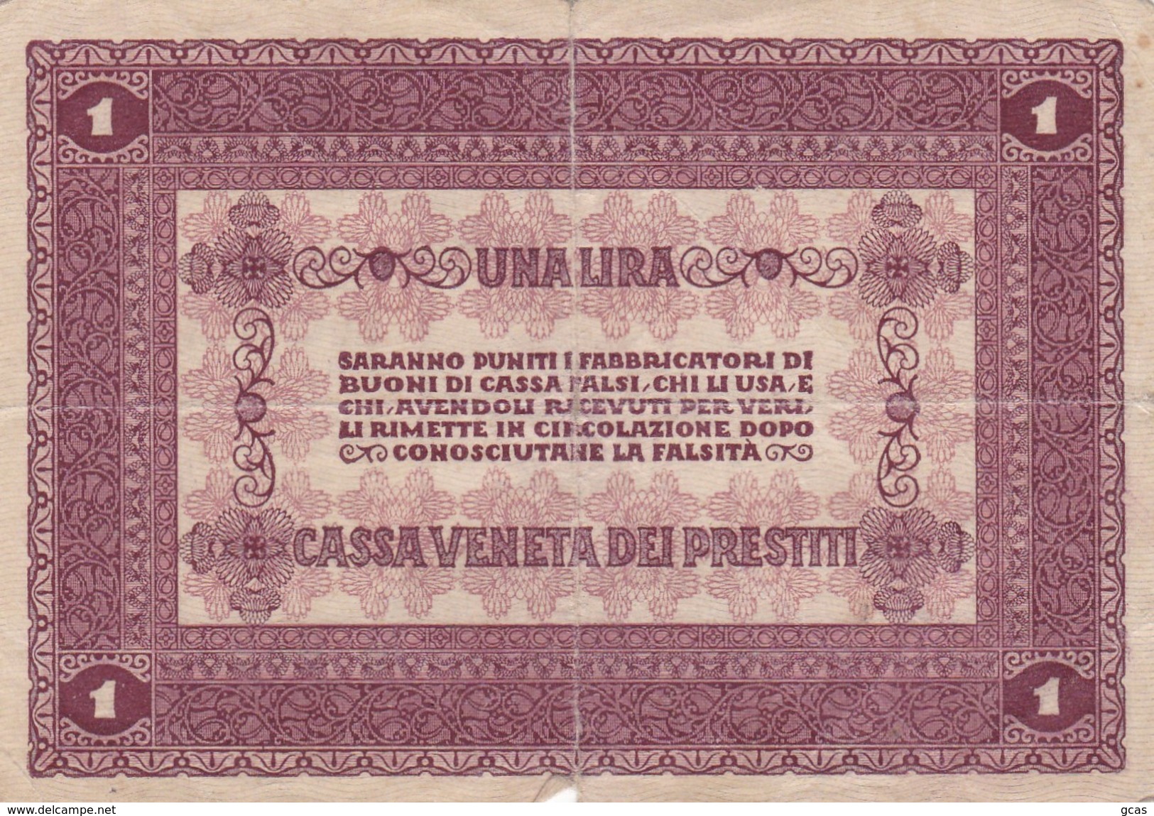 Billet D'una Lira - Buoni Di Cassa