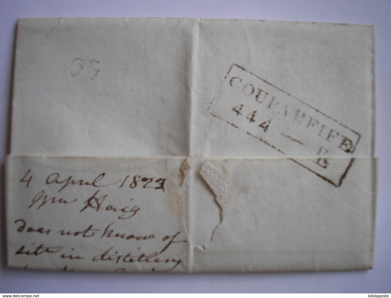 U.K. - LAC Du 4 Avril 1823 Avec Taxe Manuscrite Et Cachet COUPARFIRE - ...-1840 Préphilatélie