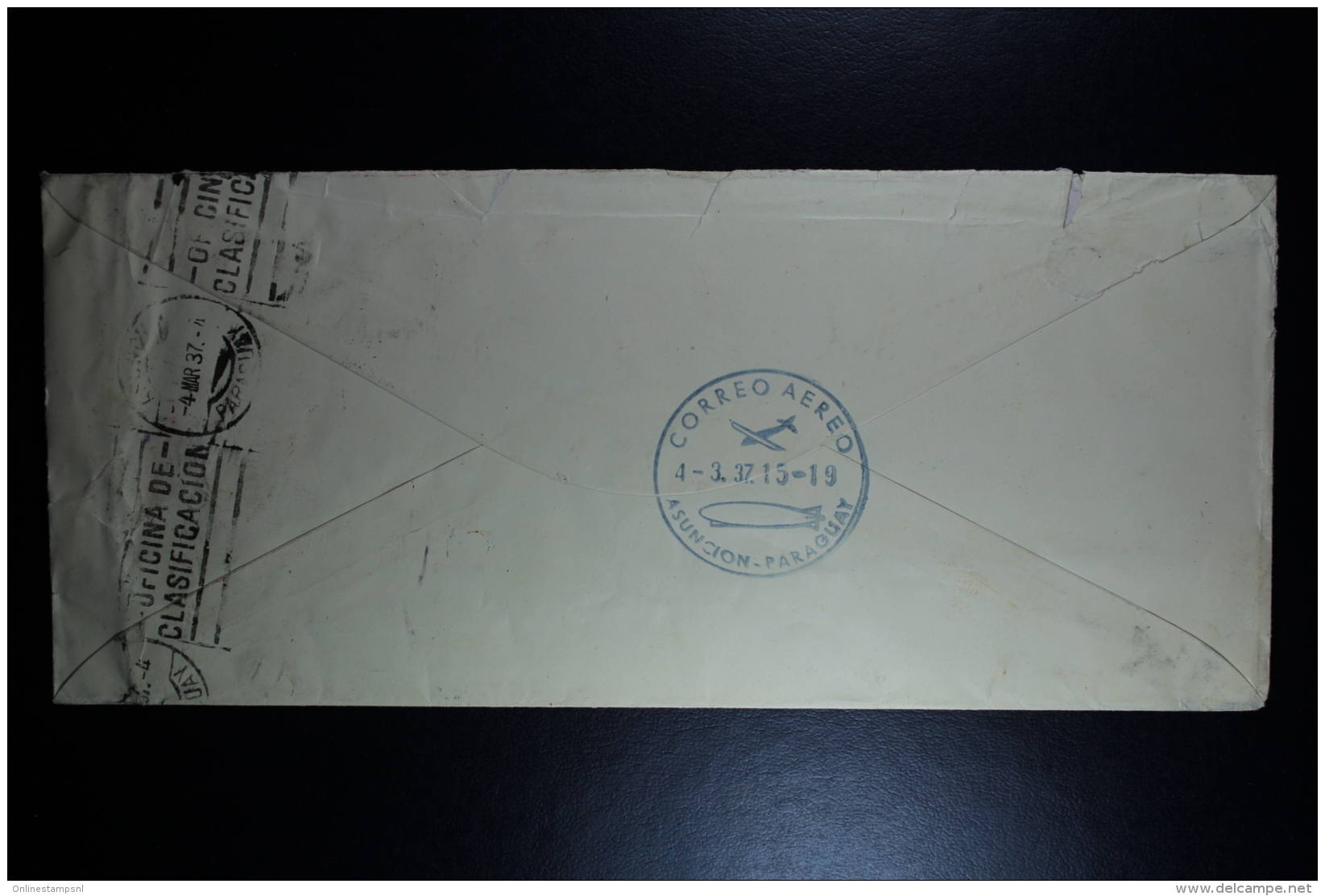 GB Airmail Cover 1937 On His Britannic Majesty's Service London-&gt; Paraquay 3-strip Sea Horses Lufthansa  RR - Covers & Documents