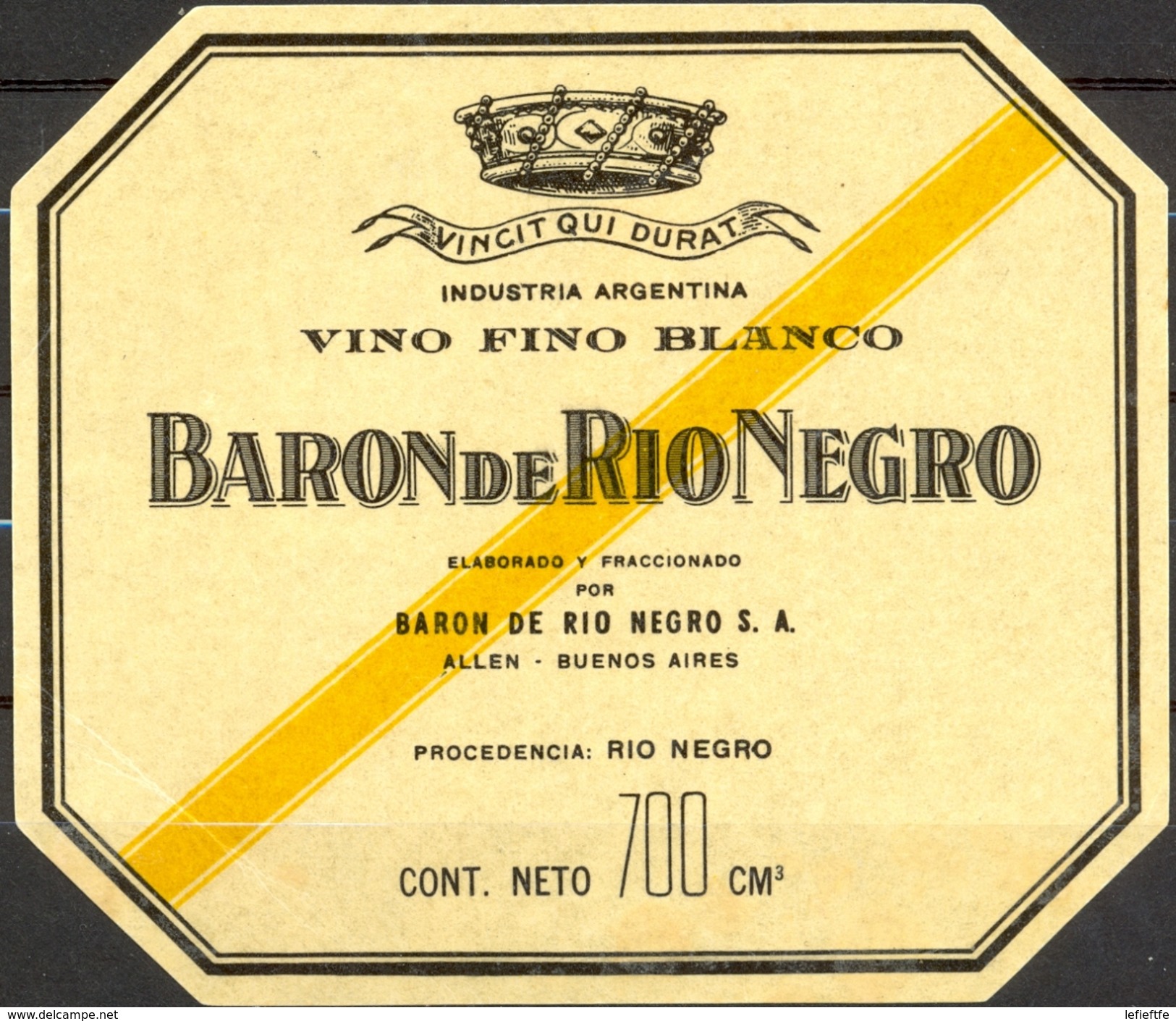 981 - Argentine - Baron De Rio Negro - Vino Fino Blanco - Allen  - Rio Negro - Buenos Aires - White Wines