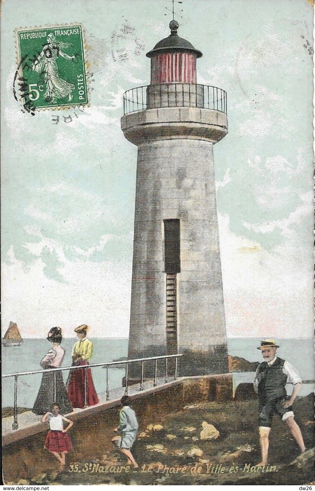 St Saint-Nazaire - Le Phare De Ville-es-Martin - Edition L.V. & Cie - Carte Aqua-photo Colorisée, N° 35 - Phares