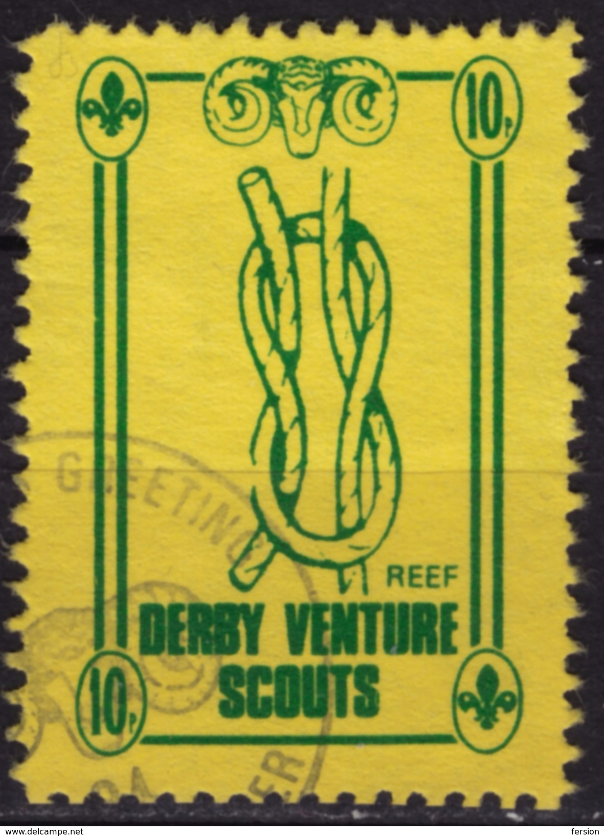 SCOUT SCOUTS Derby Venture Scout - LABEL CINDERELLA VIGNETTE - 1984 UK United Kingdom / Knot - Oblitérés