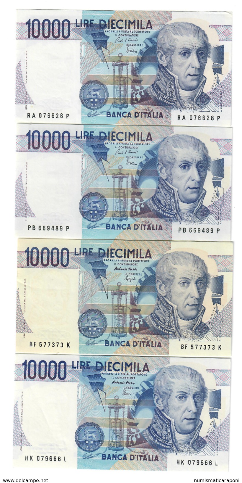 10000 Lire Alessandro Volta Serie  A 1984 + B 1985 + F 1994 + K 1998  SUP  LOTTO 1668 - 10.000 Lire
