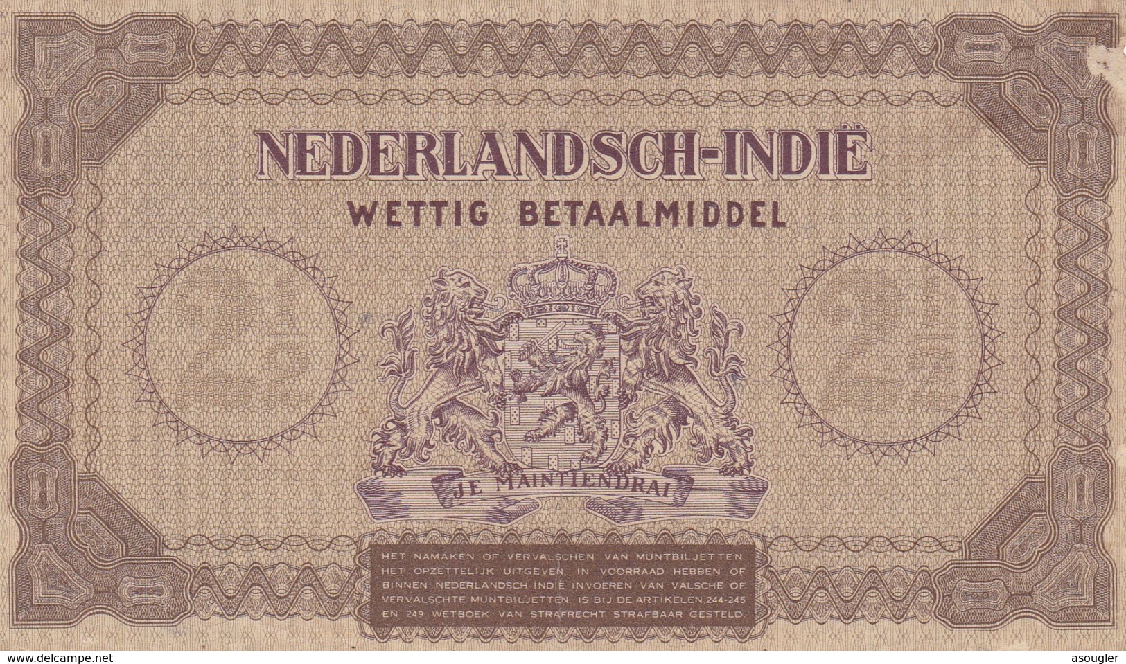 NETHERLANDS INDIES 2 1/2  GULDEN 1940 MUNTBILJETTEN ISSUE VG-F P-109a  (free Shipping Via Regular Air Mail (buyer Risk) - Autres - Asie