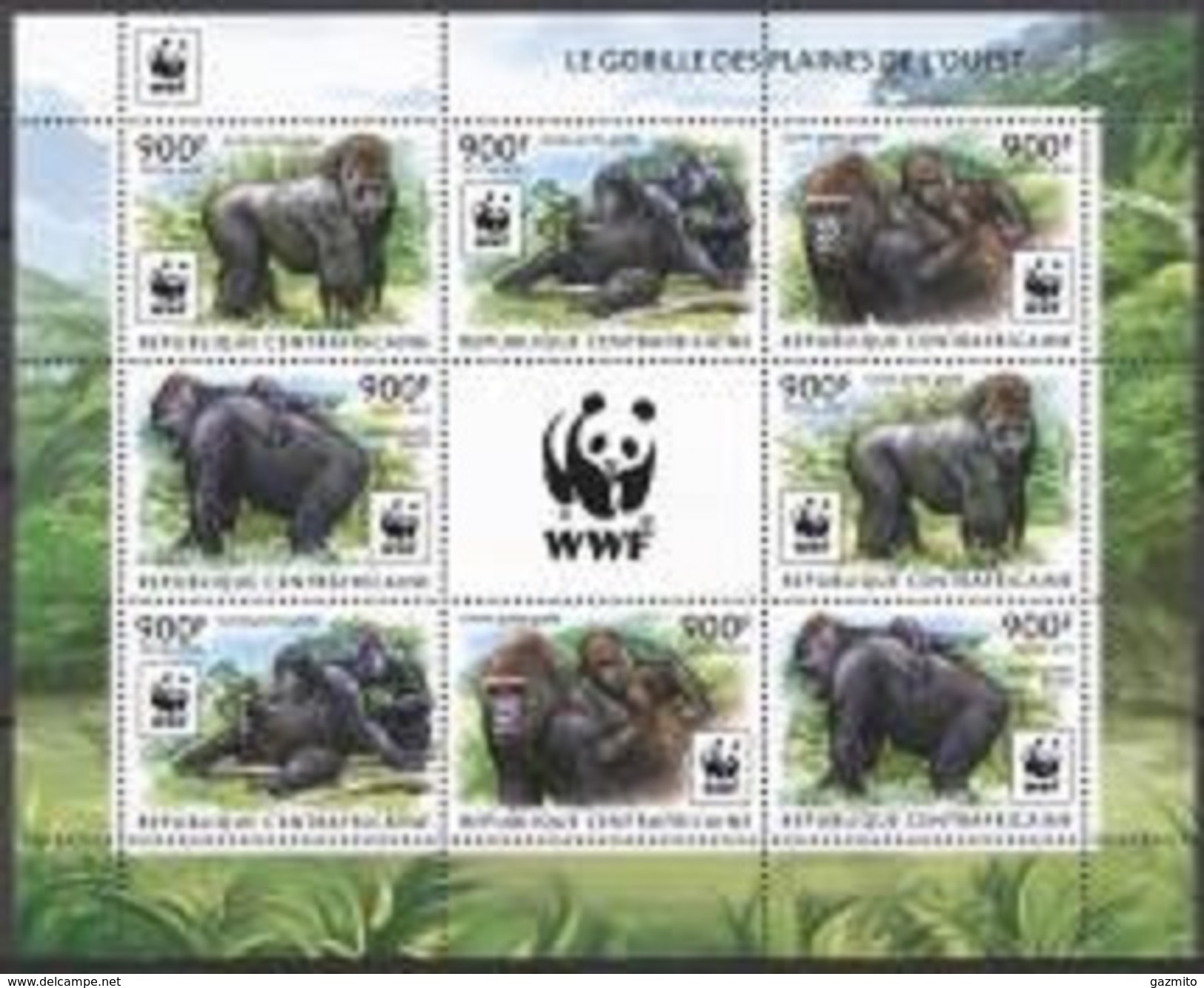 Centrafrica 2012, WWF, Gorilla, Sheetlet - Gorilles