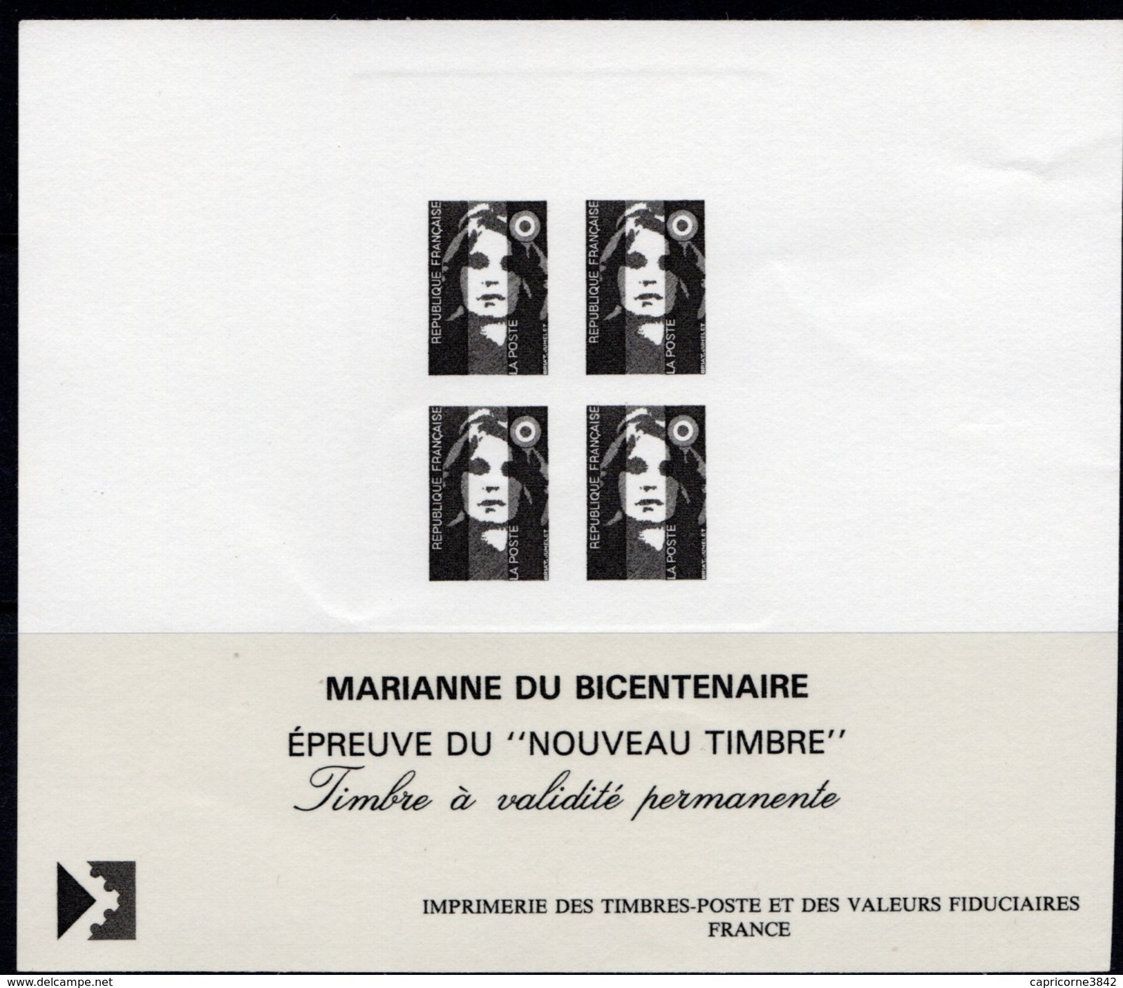 1993 - Epreuve Du "NOUVEAU TIMBRE" A Validité Permanente "MARIANNE DU BICENTENAIRE" (Tp N°2806) - Epreuves De Luxe