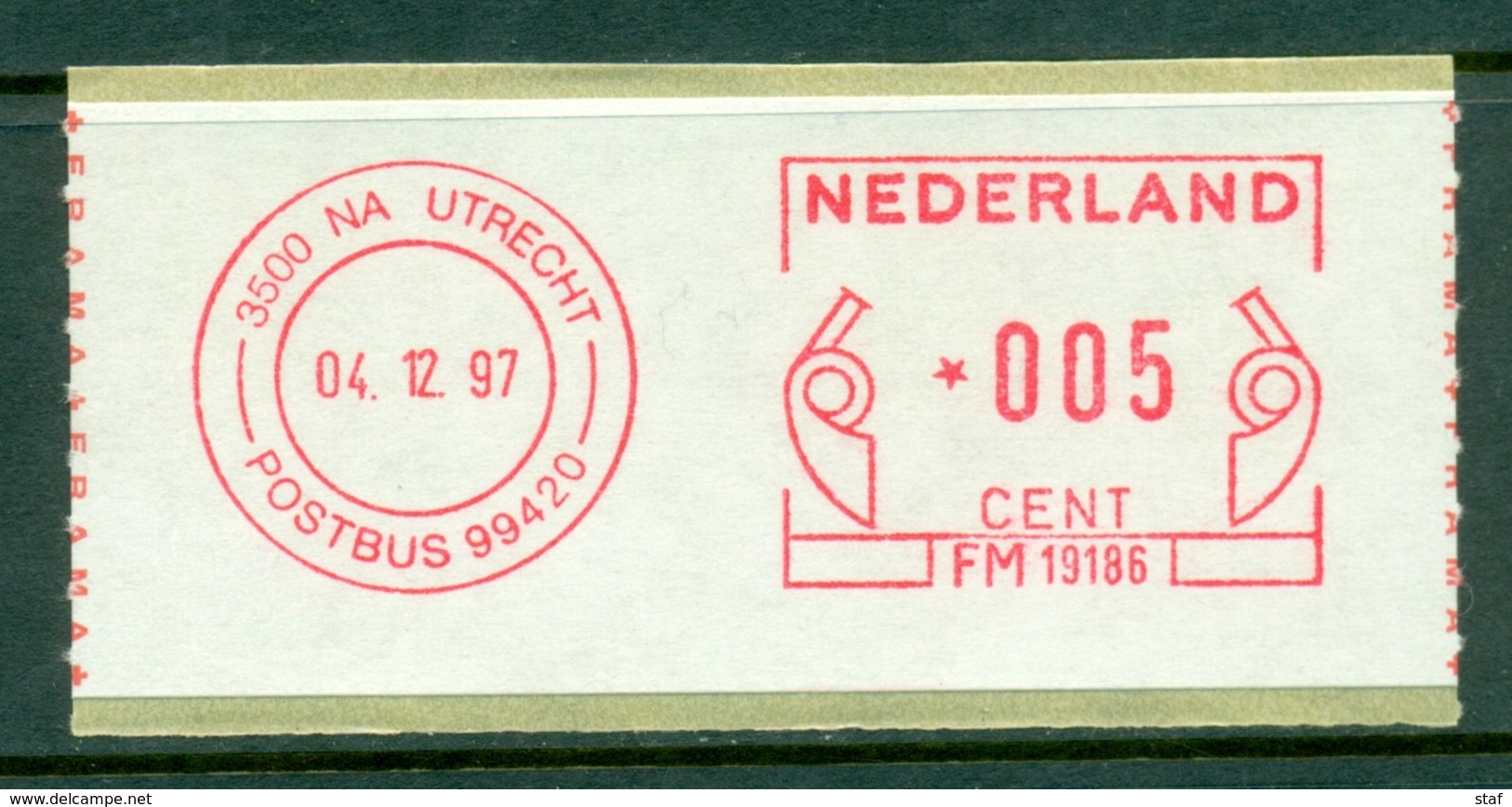 Frankeermachine Nederland Utrecht 04.12.97 ** - Franking Machines (EMA)