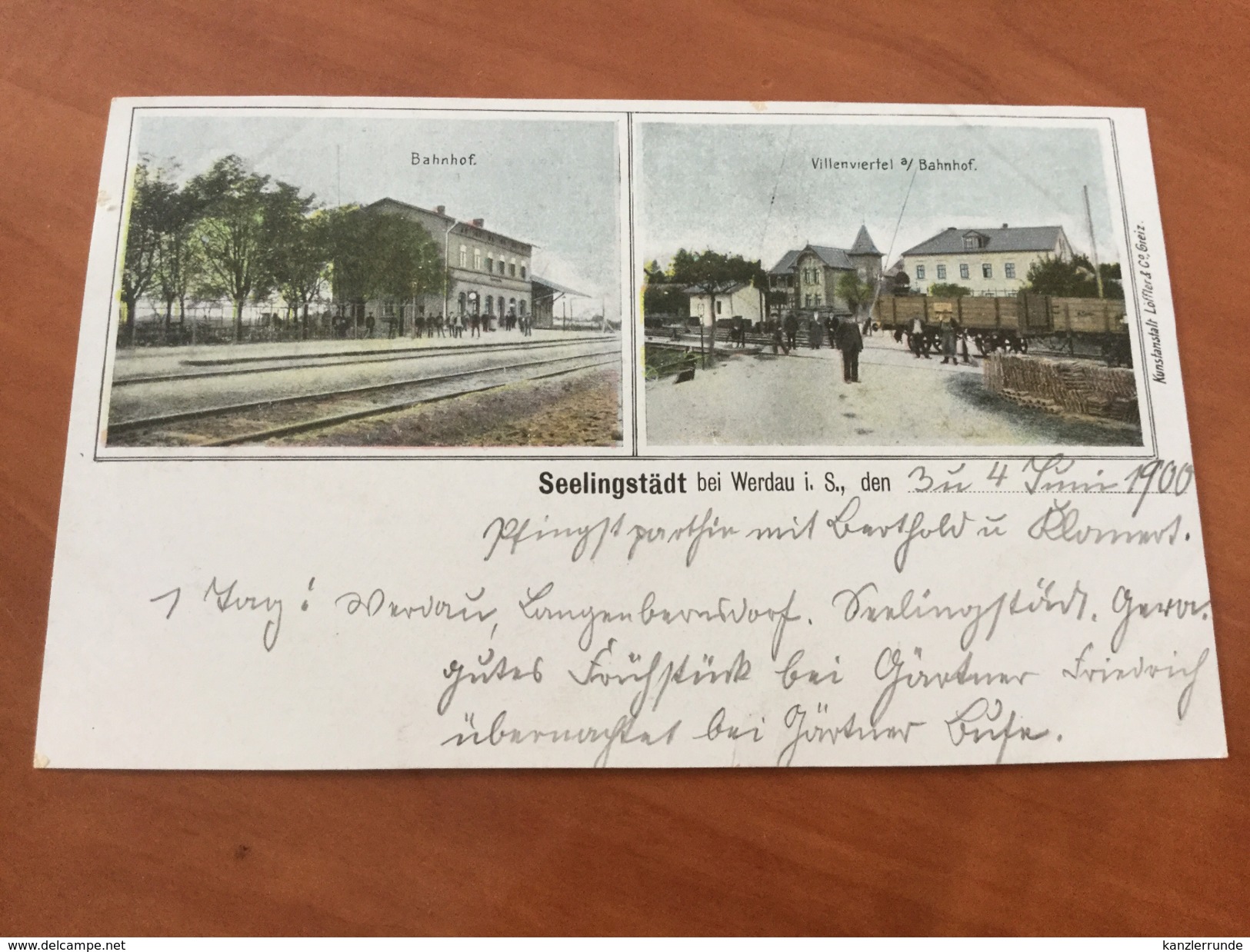 Litho Seelingstädt Bahnhof Werdau Wünschendorf Elster Bei Greiz Postkarte - Greiz