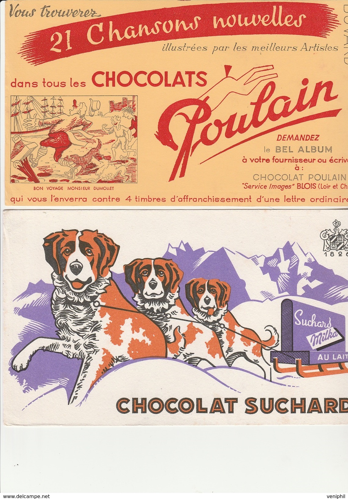 LOT DE 4 BUVARDS CHOCOLAT - SUCHARD-POULAIN -LANVIN- CHOCOREVE - - Chocolade En Cacao