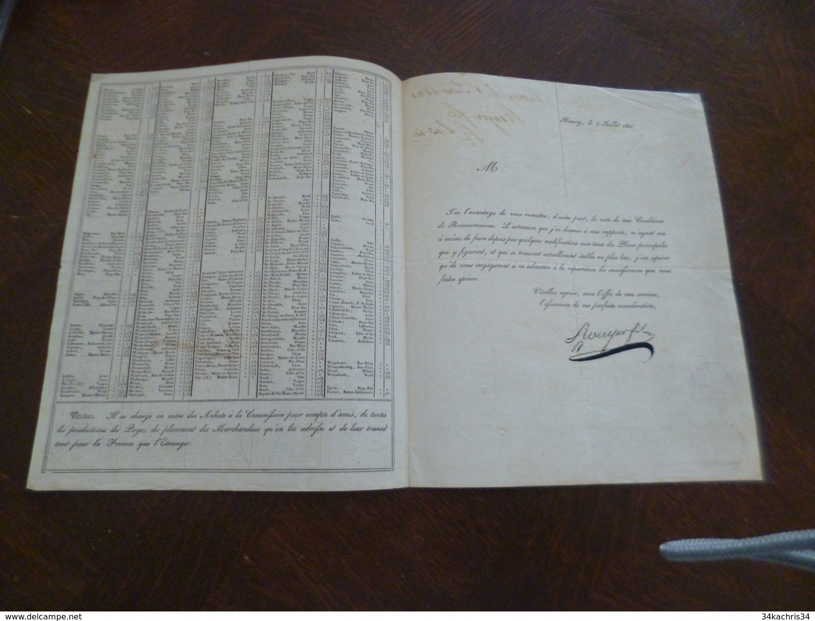 Conditions De Recouvrements De Rouilley Nancy 54 1821 Autographe - Bank & Versicherung