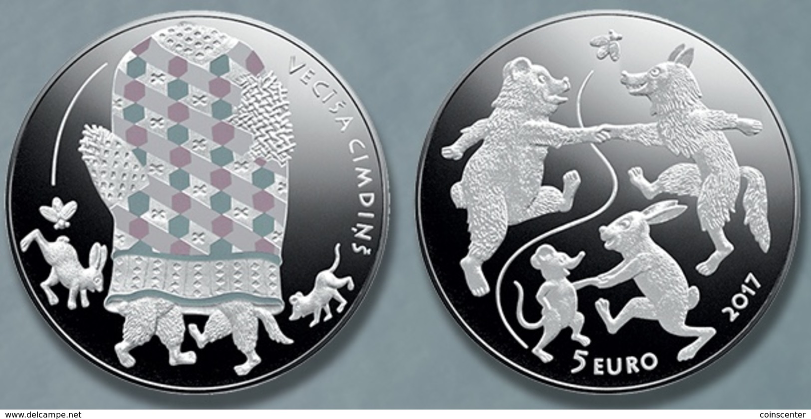 Latvia 5 Euro 2017 "Fairy Tale Coin III. The Old Man's Mitten" AG Silver PROOF - Letland