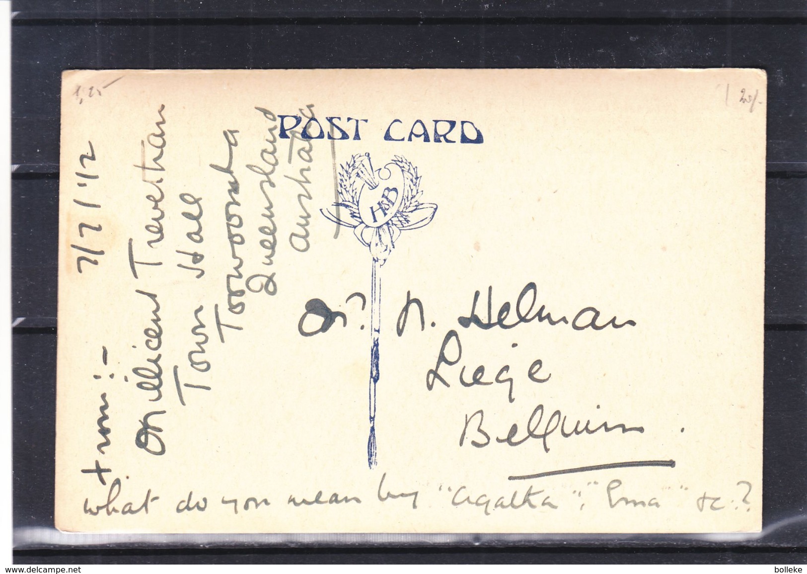 Australie - Queensland - Carte Postale De 1902  ? - Annulation Plume - Exp Vers Liège En Belgique - Chutes D'eaux - Briefe U. Dokumente