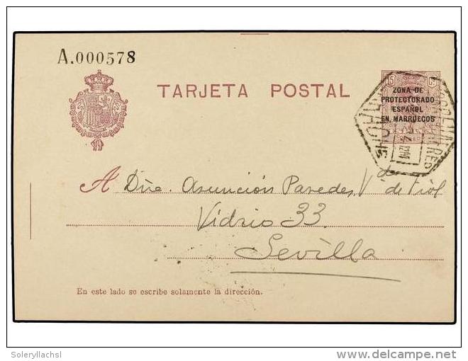 MARRUECOS. 1924. LARACHE A SEVILLA. Entero Postal De 15 Cts. Lila (Ed. 15) Circulado Por Correo... - Autres & Non Classés