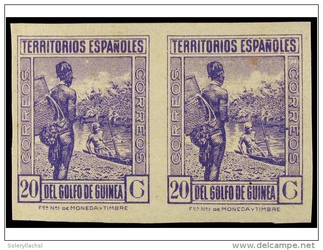 ** COLONIAS ESPA&Ntilde;OLAS: GUINEA. Ed.265s. 20 Cts. Lila. Pareja SIN DENTAR. Ligera Doblez... - Autres & Non Classés