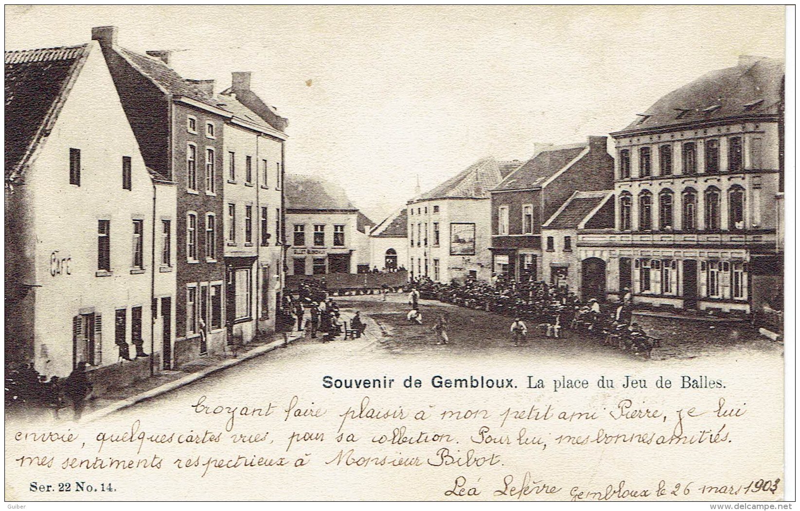 Souvenir De Gembloux La Place Du Jeu De Balles  (lutte) 1903  Vauderauwera - Gembloux