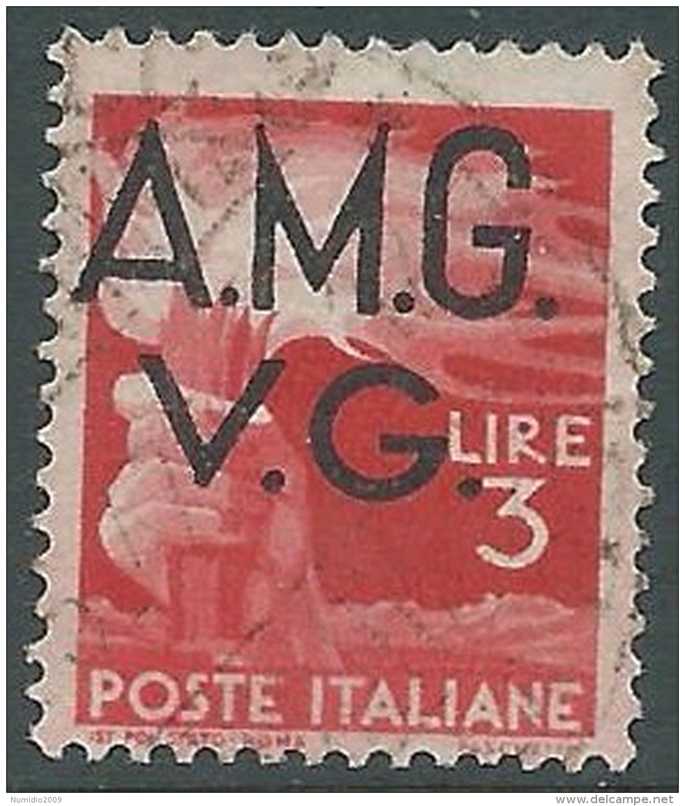 1945-47 TRIESTE AMG VG USATO DEMOCRATICA 3 LIRE - L8 - Oblitérés