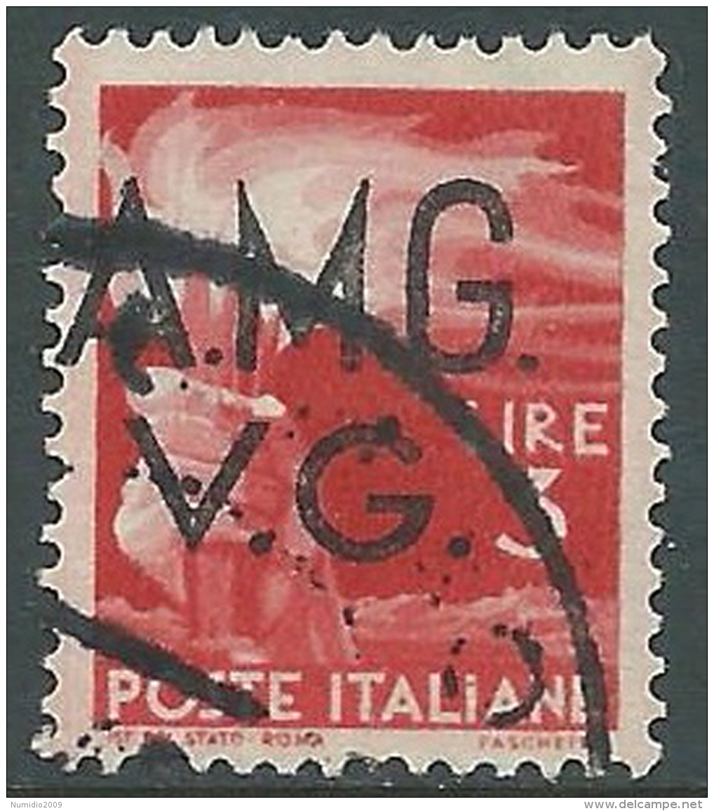 1945-47 TRIESTE AMG VG USATO DEMOCRATICA 3 LIRE - L9 - Oblitérés