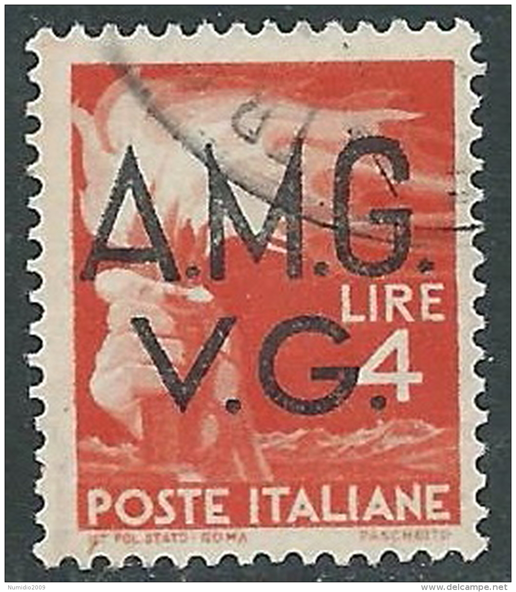 1945-47 TRIESTE AMG VG USATO DEMOCRATICA 4 LIRE - L19 - Oblitérés