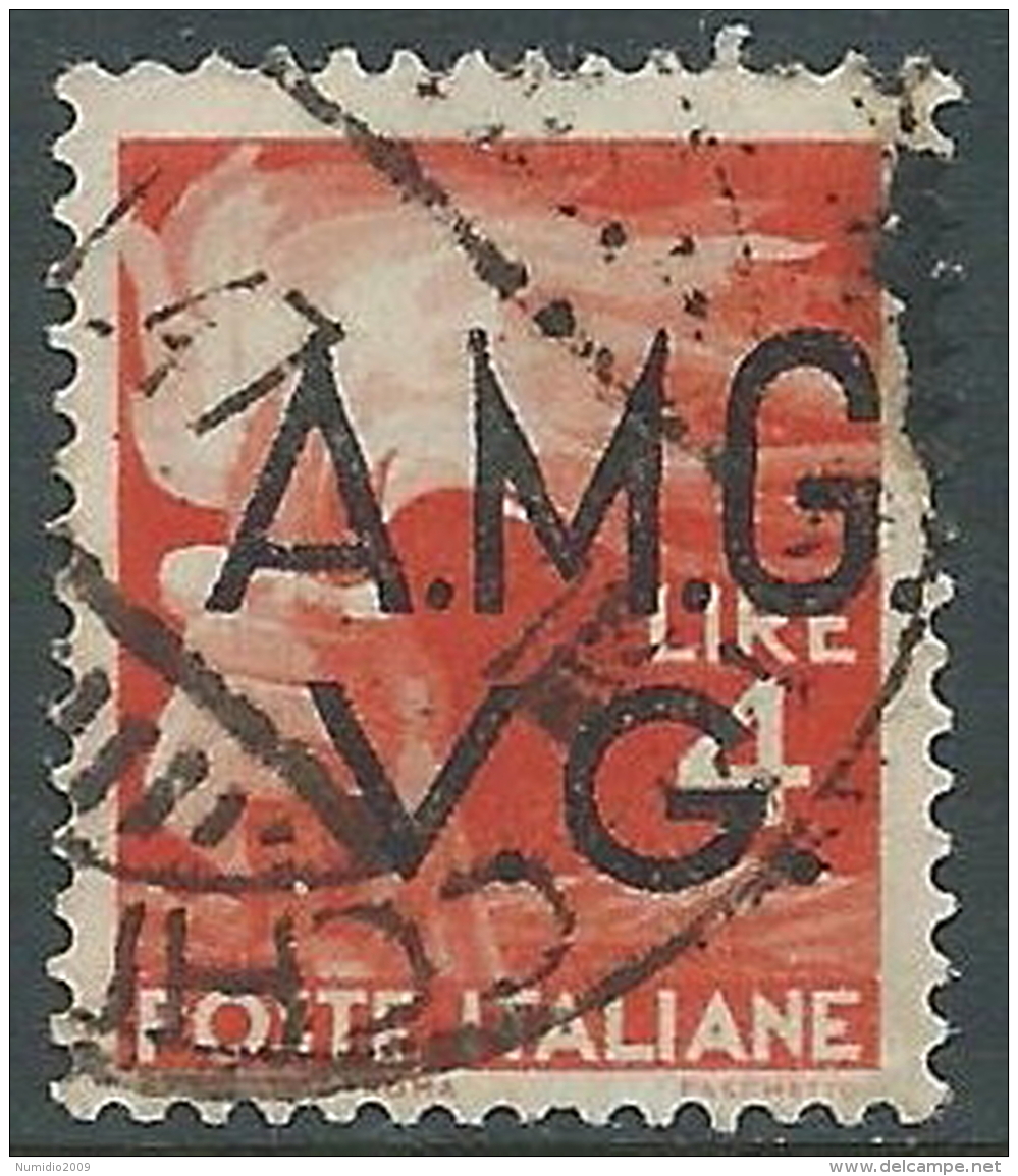 1945-47 TRIESTE AMG VG USATO DEMOCRATICA 4 LIRE - L43 - Oblitérés