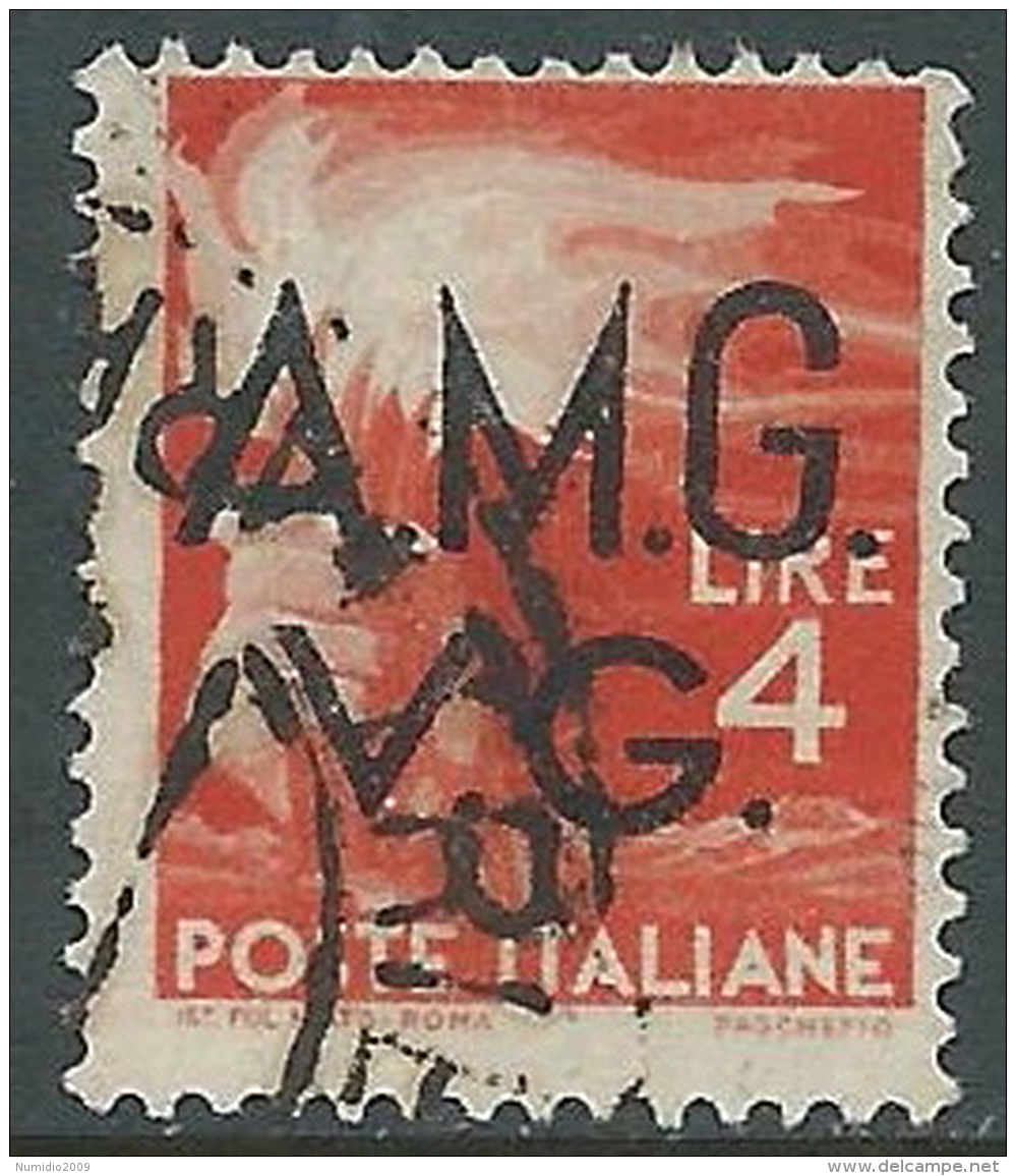 1945-47 TRIESTE AMG VG USATO DEMOCRATICA 4 LIRE - L44 - Oblitérés