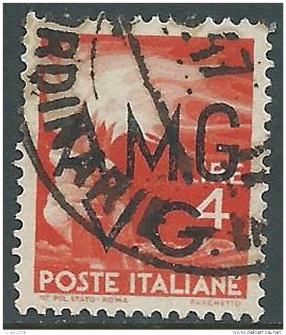 1945-47 TRIESTE AMG VG USATO DEMOCRATICA 4 LIRE - L45 - Oblitérés