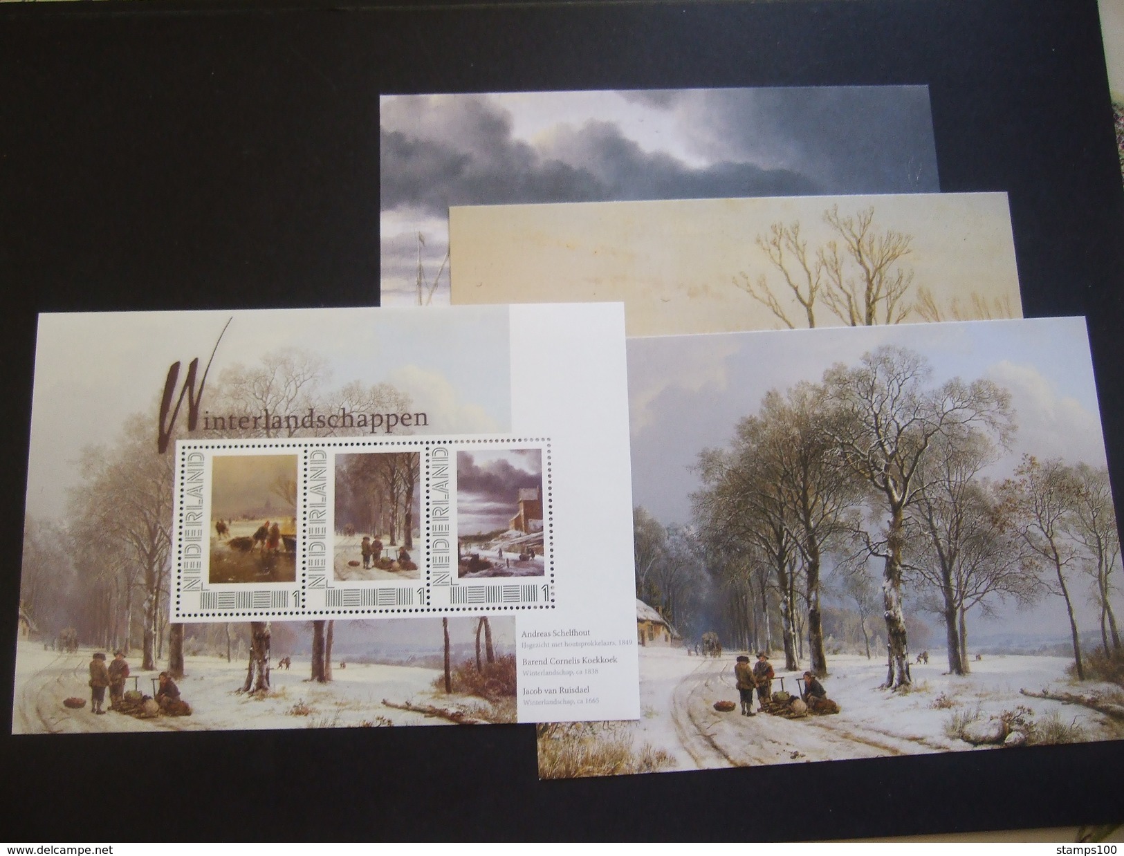 NETEHRLANDS WINTERLANDSCHAPPEN STAMPS + 3 CARDS .  MNH**. (REDBOXN-005) - Timbres Personnalisés