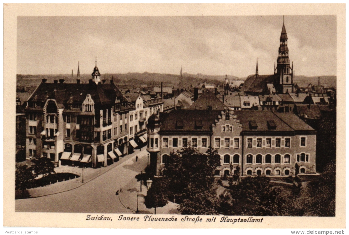 Zwickau, Innere Plauensche Straße Mit Hauptzollamt, Ca. 30er Jahre - Zwickau