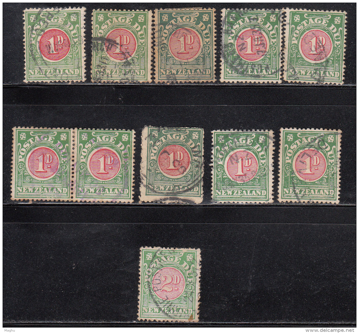 1d X 10, 2d X 1, Postage Due Used, New Zealand - Timbres-taxe