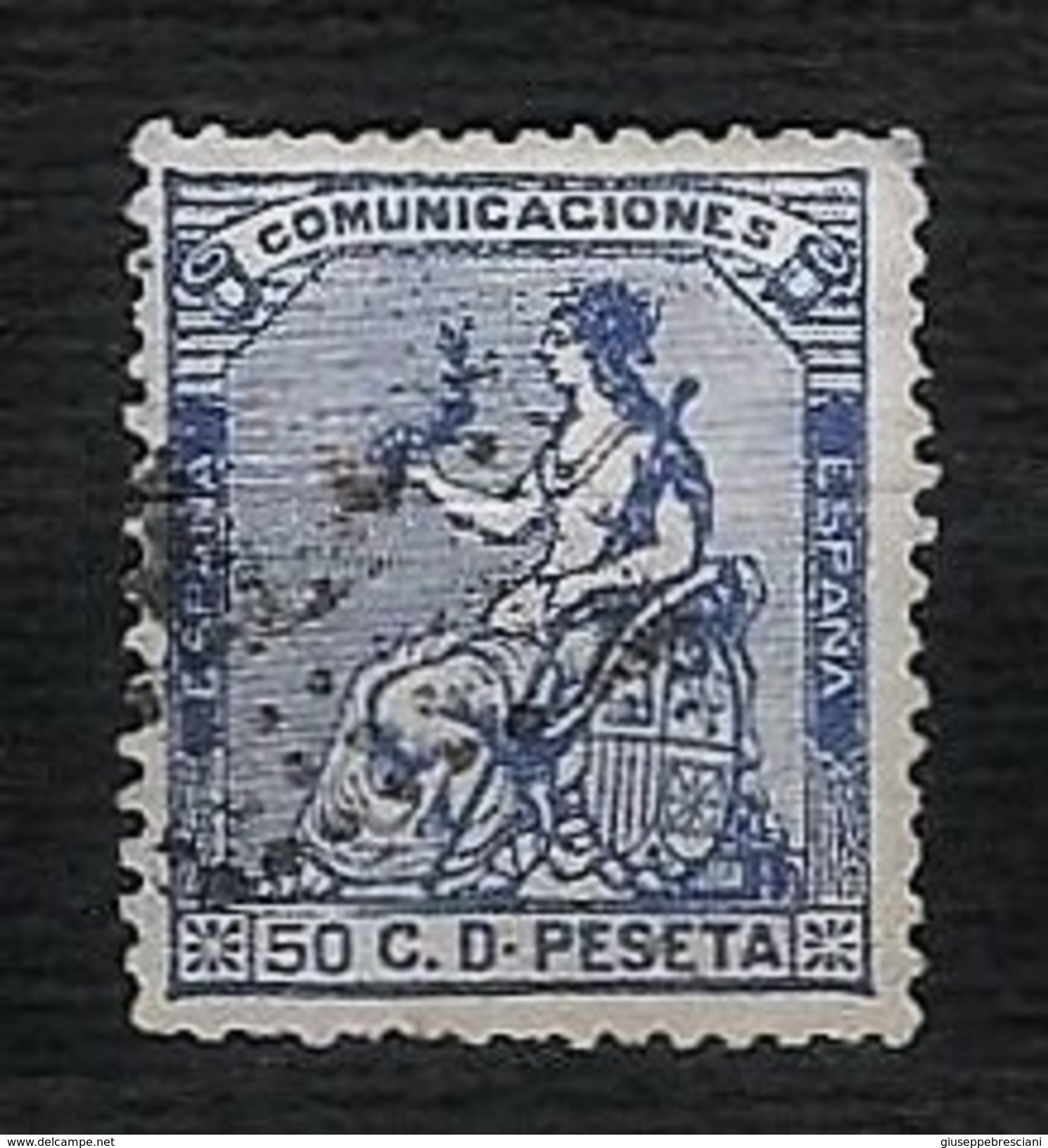SPAGNA 1873 - Allegoria Della Repubblica Levatrice - 50 P. Oltremare - Yv.ES 136 - Used Stamps