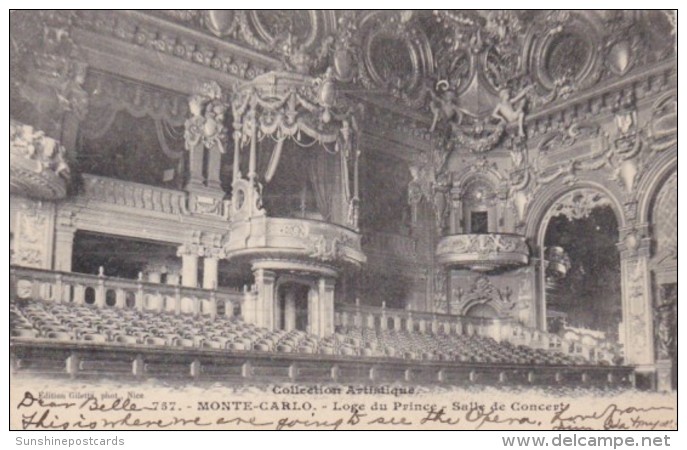 Monaco Monte Carlo Loge Du Prince Salle De Concert 1907 - Teatro De ópera