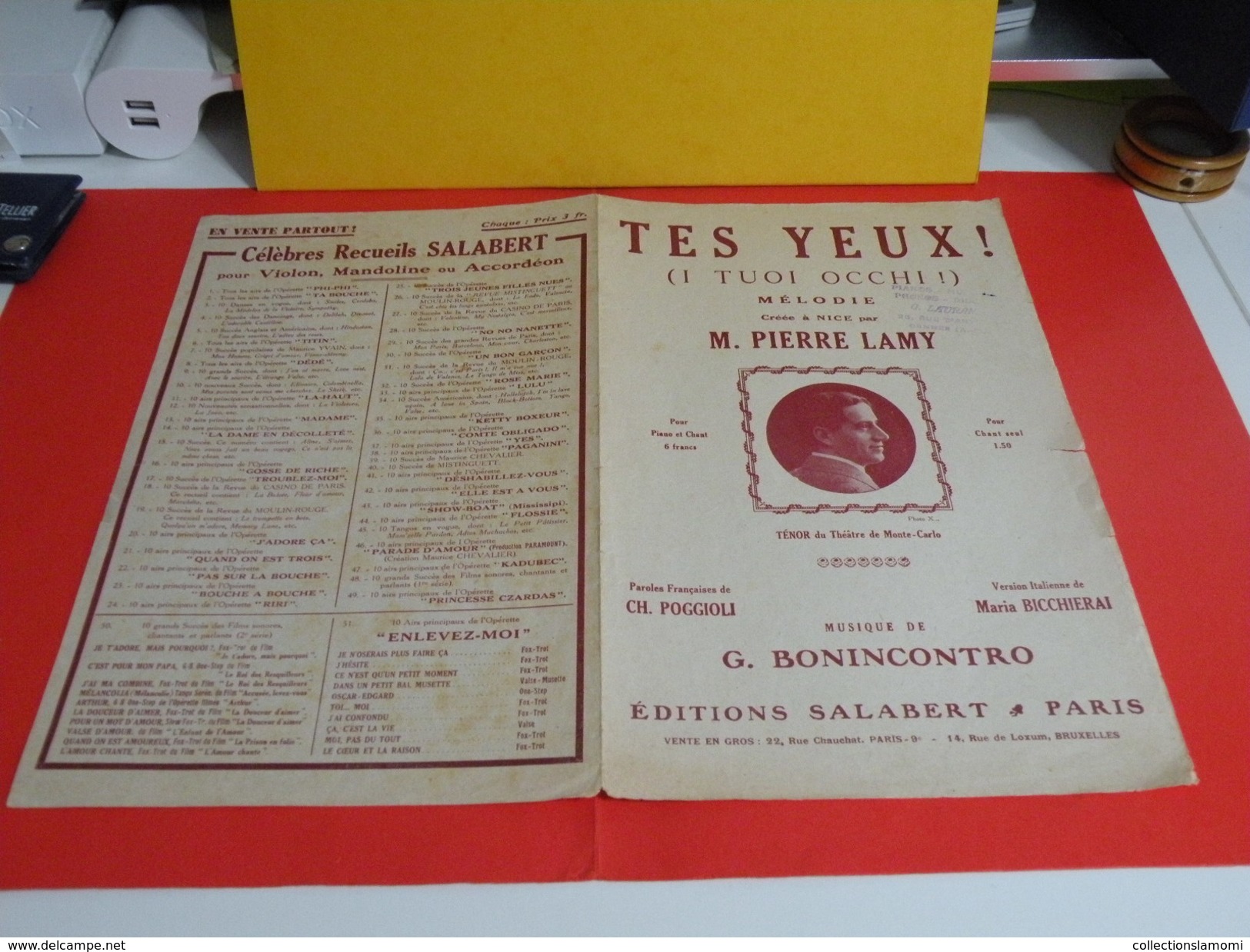 Musique & Partitions > Chansonniers Opéra > Tes Yeux -Paroles Charles Poggioli -Musique G. Bonincontro 1916 - Opéra