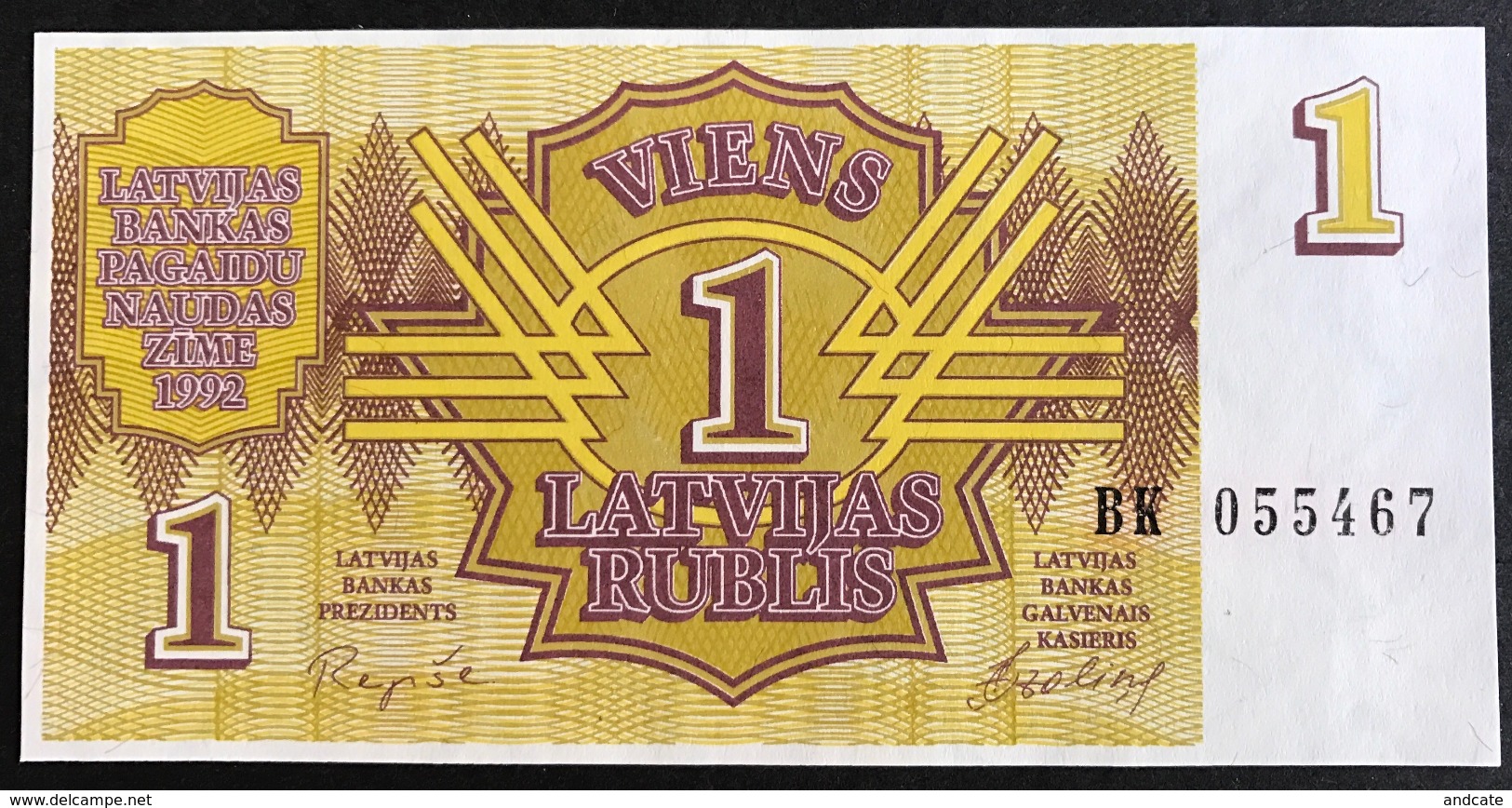 Latvia - 1 Rublis 1992 UNC , Serie BK - Lettonie