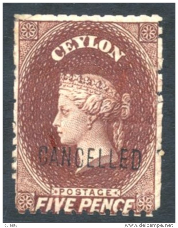 1863-66 5d Red-brown Perf 12&frac12;, Hand Stamped 'CANCELLED' (Type D7), Part O.g, Perfs Clipped In Places &amp; Lightl - Autres & Non Classés