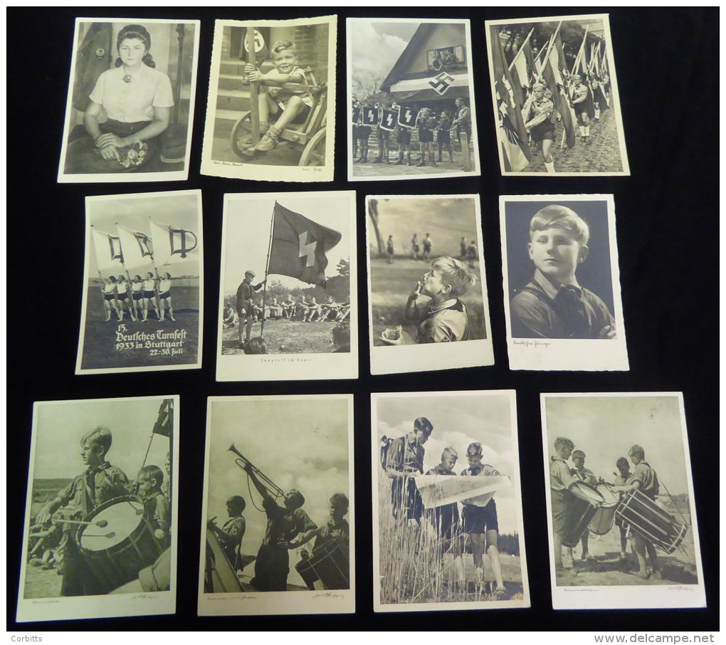 1930-40's Hitler Youth Collection Of 40 Black &amp; White Or Sepia Propaganda Cards Depicting Various Hitler Youth Parad - Sonstige & Ohne Zuordnung