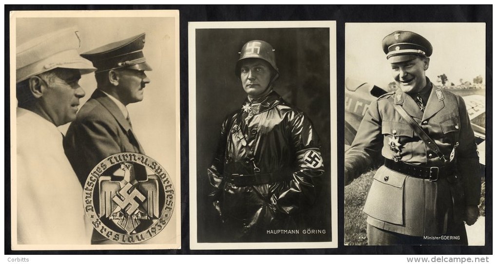 1930's Black &amp; White Propaganda Cards (7 Different) Depicting Goering (4), Hitler &amp; Goebbels, Hitler With Chimne - Sonstige & Ohne Zuordnung