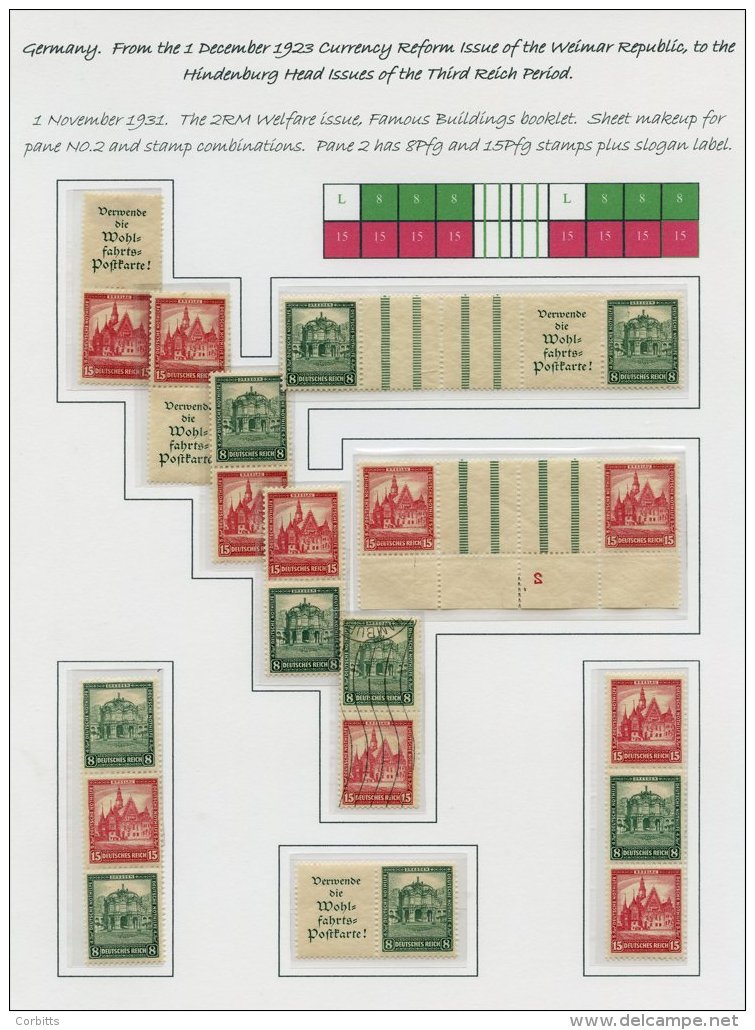 1931 Welfare Fund Pane No.1 From The Booklet + A Really Good Selection Of Combinations From Sheets, From Which Booklet P - Sonstige & Ohne Zuordnung