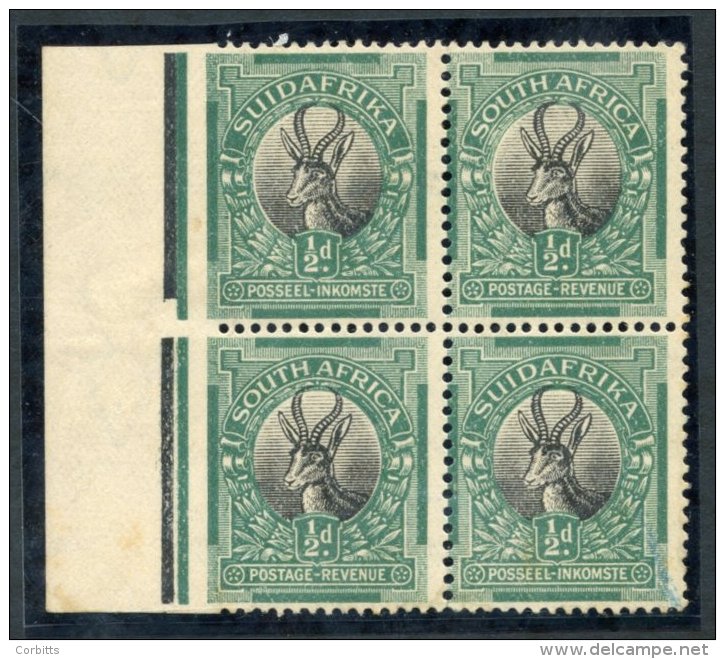 1926-27 &frac12;d Black &amp; Green, M Block Of Four From The Left Of The Sheet, Variety Imperforate Between Stamps &amp - Sonstige & Ohne Zuordnung