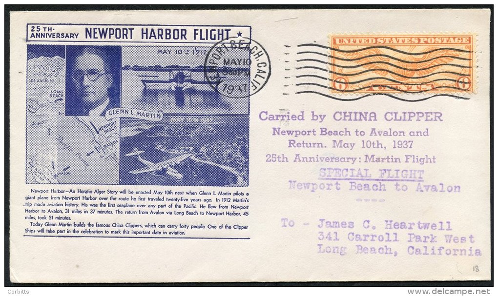 1937-39 Range Of First Flight Covers (22) Incl. 1937 (May 10th) 25th Anniv Flight Newport Beach - Avalon By 'China Clipp - Sonstige & Ohne Zuordnung