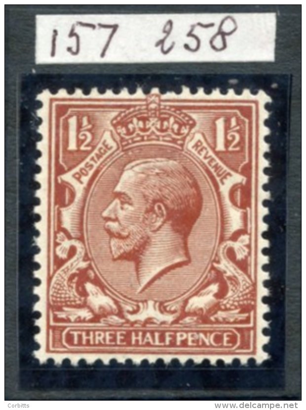 1912 1&frac12;d Very Deep Red-brown UM, Spec.N18(4), RPS Cert. 1992. - Sonstige & Ohne Zuordnung