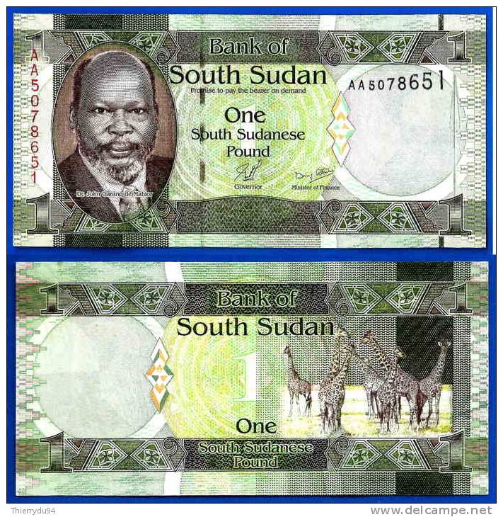 Soudan Sud 1 Pound 2011 Neuf UNC Prefix AD South Sudan Afrique Animal Girafe Giraffe Africa Bitcoin Skrill OK - Sudan