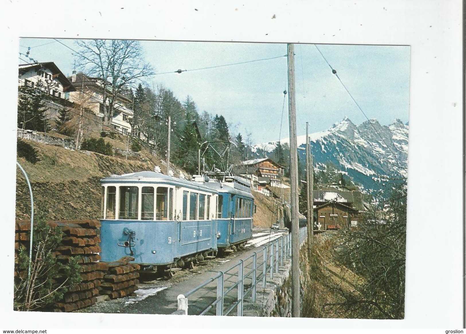 A GRYON VOITURE B 58 (SIG 1930) = 1976 DE L'EX TRAM VEVEY -MONTREUX ET TRAM 17 EX LAUSANNE 8.2.76 - Gryon