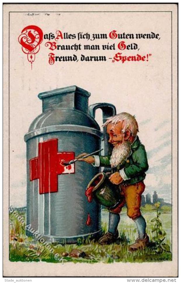 Rotes Kreuz Zwerg Sign. Luber, C. S. K&uuml;nstlerkarte 1918 I-II Lutin - Croce Rossa